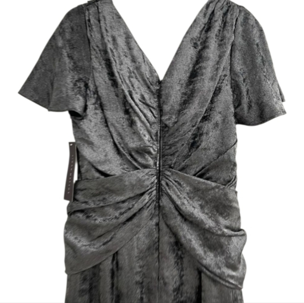 Aidan Mattox Flutter-Sleeve Burn Velvet A-Line Gown Surplice neck Size 8 $350 - Picture 7 of 15
